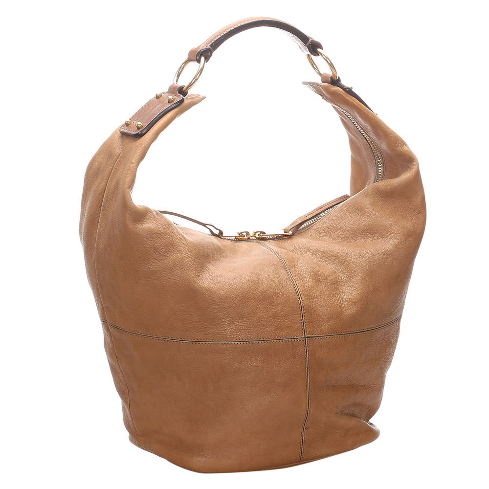 

Celine Brown Leather Hobo Bag, Beige