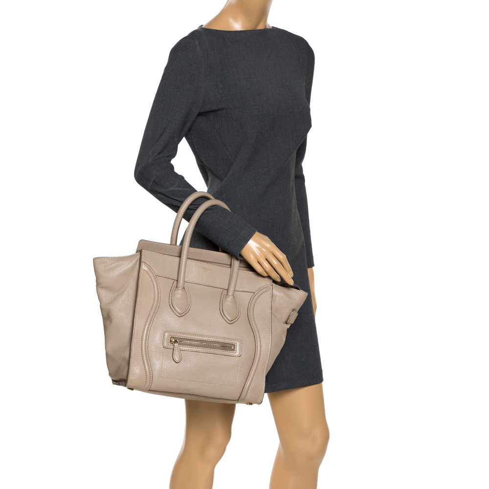 

Celine Beige Leather Mini Luggage Tote