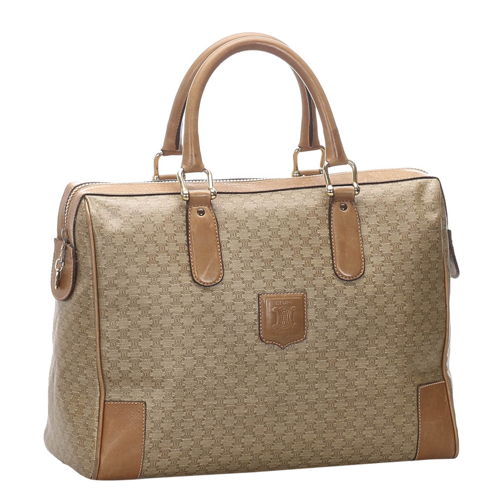 

Celine Brown Macadam PVC Canvas Boston Bag