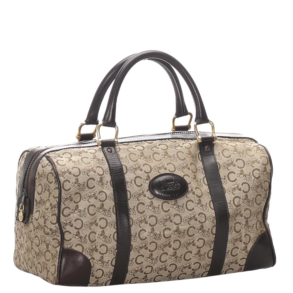 

Celine Brown C Macadam Canvas Boston Bag, Beige