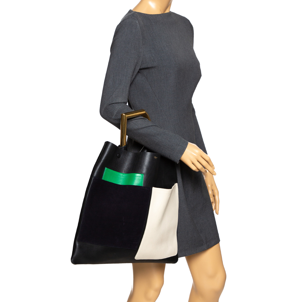 

Celine Tricolor Leather and Suede Geometrical Bag, Multicolor