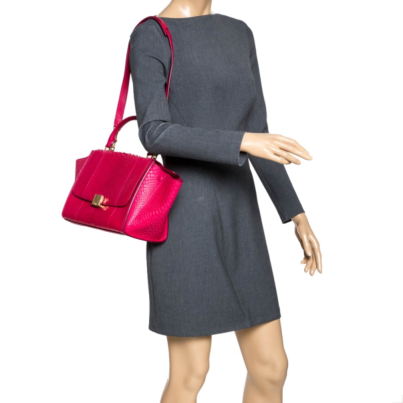 

Celine Magenta Python Small Trapeze Bag, Pink
