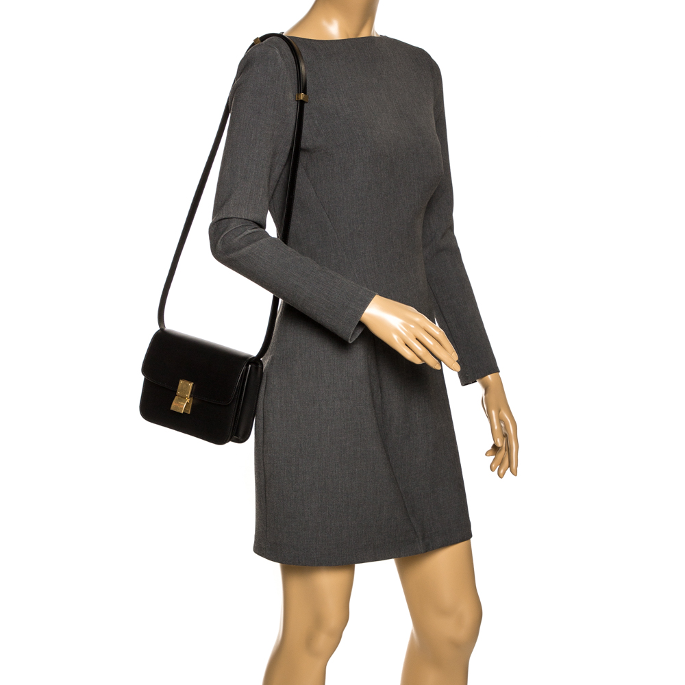 

Celine Black Leather Small Classic Box Flap Bag