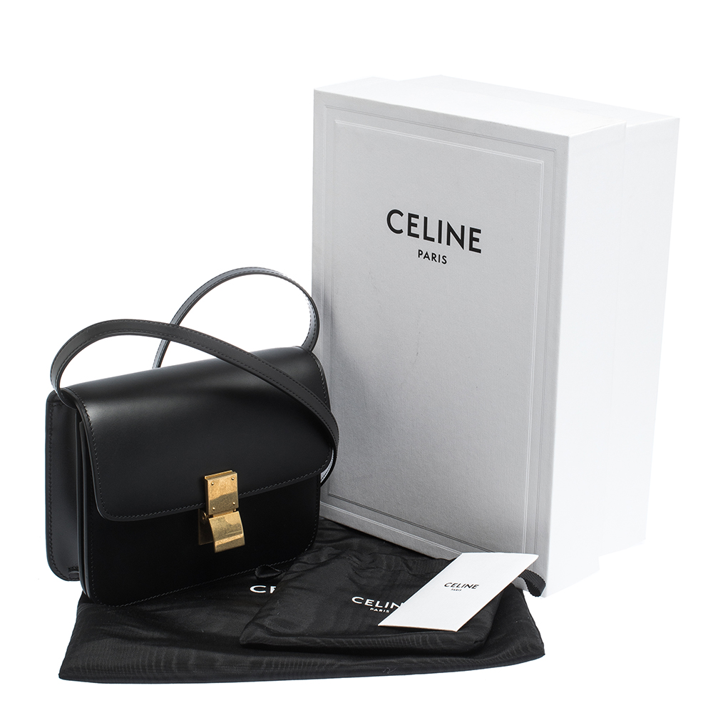 CELINE Box Calfskin Small Classic Box Flap Bag Black 267671