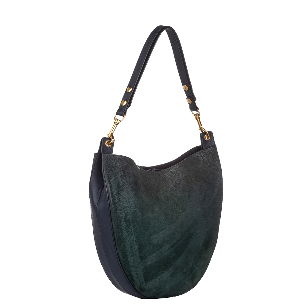 

Celine Green Nubuck Leather Hobo, Black