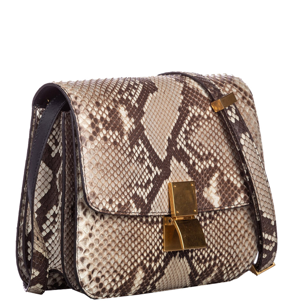

Celine Brown Python Leather Small Classic Box Bag