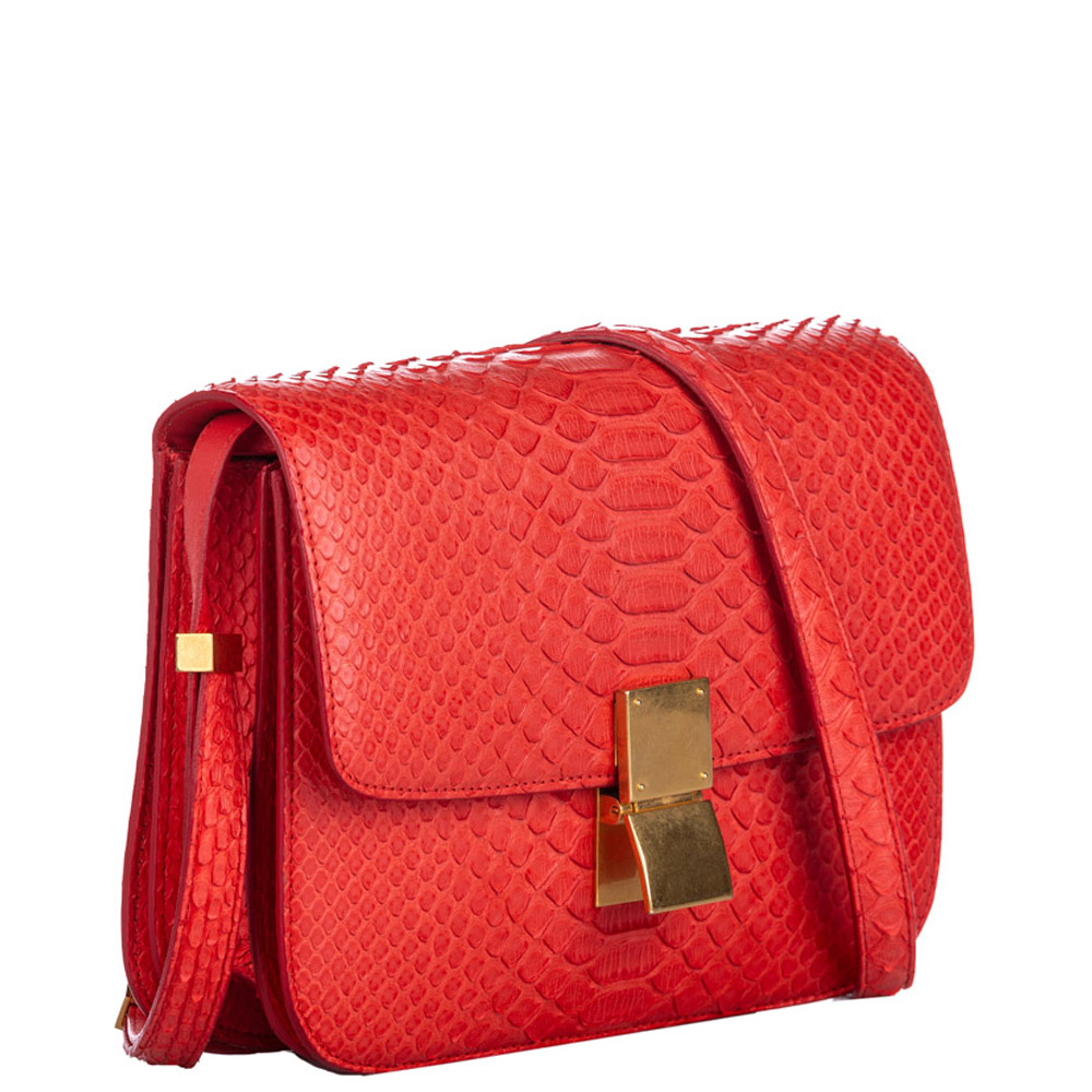

Celine Red Python Small Classic Box Bag