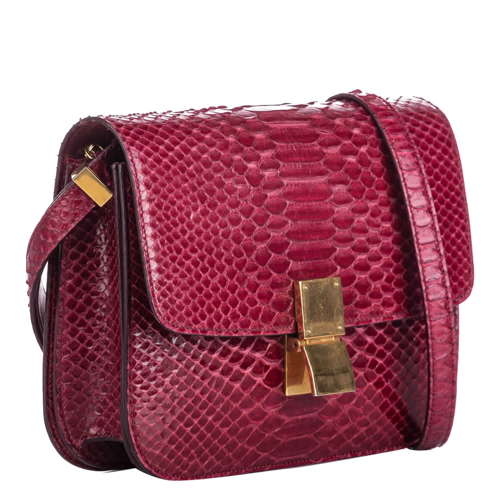 

Celine Red Python Leather Small Classic Box Bag