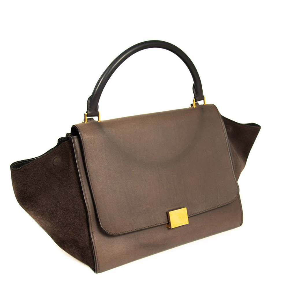

Celine Dark Grey Leather and Suede Medium Trapeze Bag