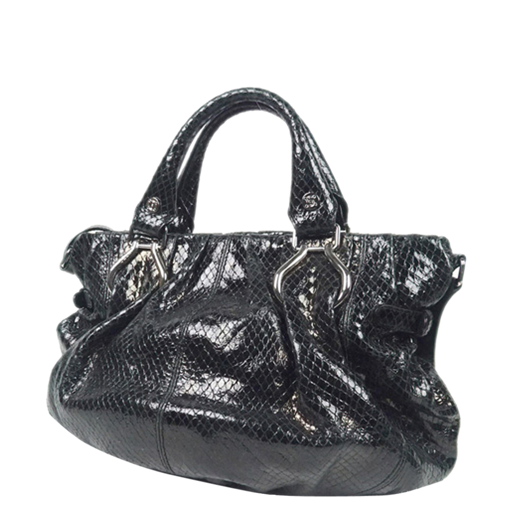 

Celine Black Patent Leather Satchel Bag