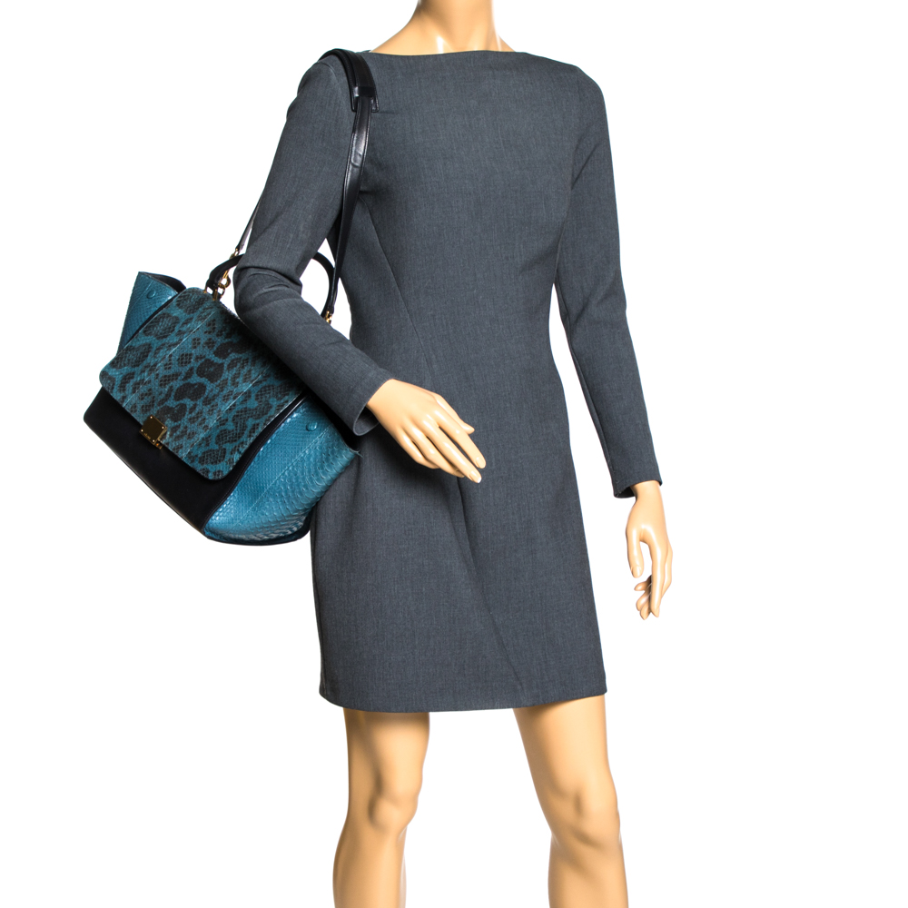 

Celine Blue/Black Python and Leather Medium Trapeze Bag