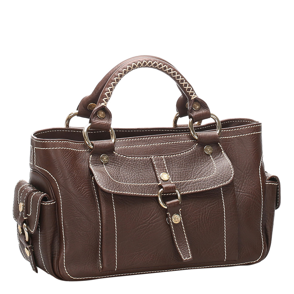 

Celine Brown/Dark Brown Boogie Leather Satchel Bag
