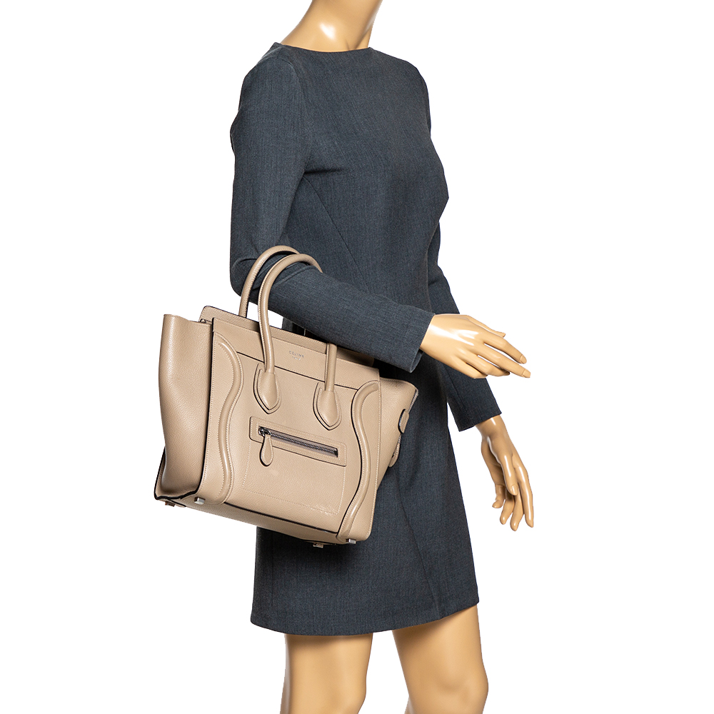 

Celine Beige Leather Micro Luggage Tote