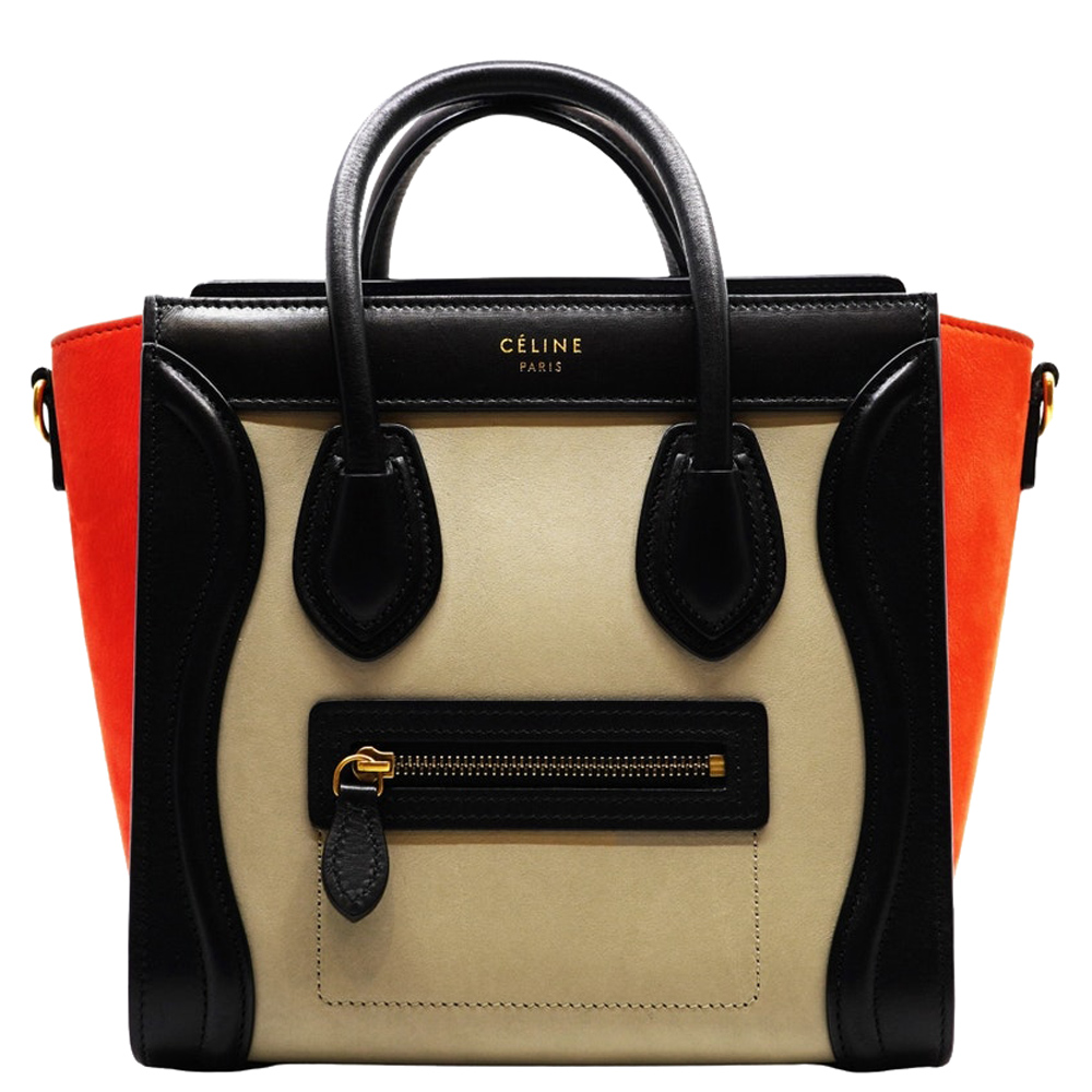 Celine TriColor Leather Nano Luggage Tote Bag Celine The Luxury Closet