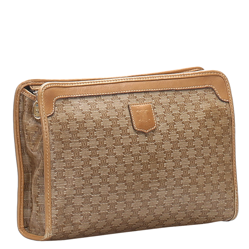 

Celine Brown/Beige Macadam Canvas Clutch Bag