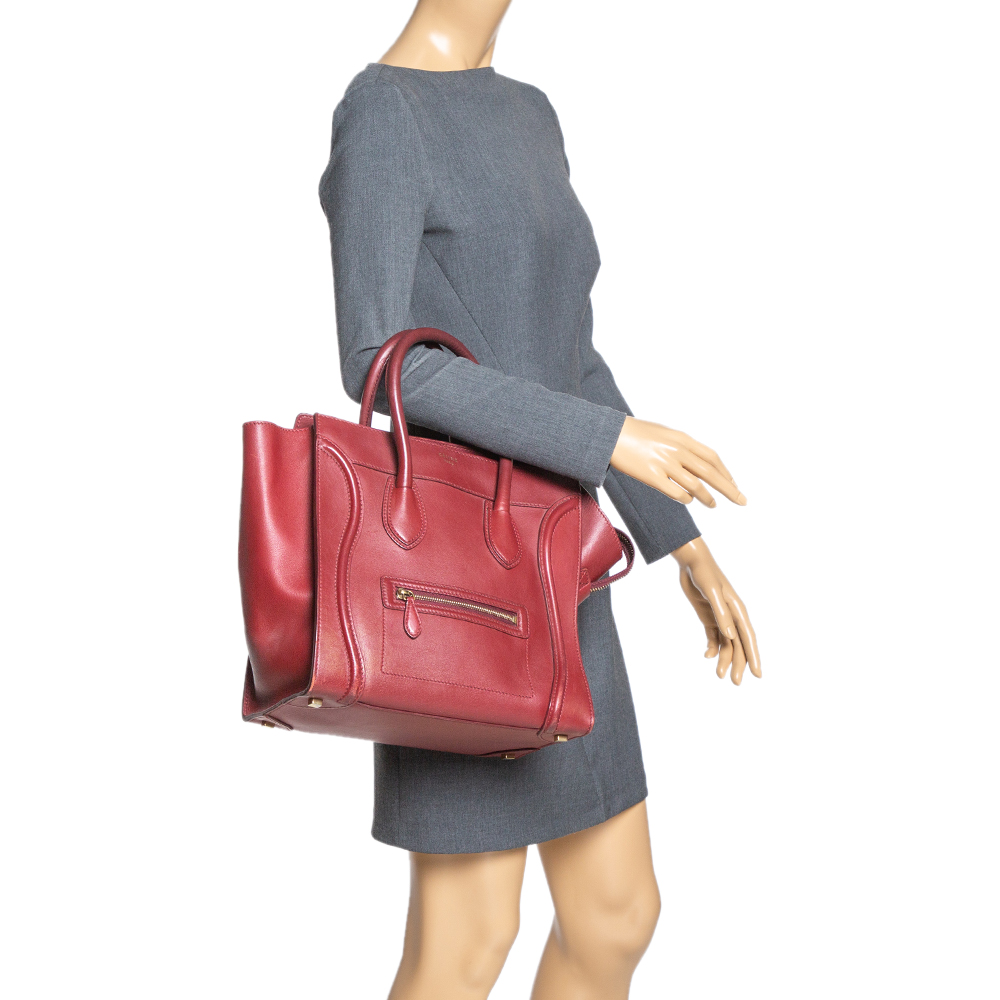 

Celine Red Leather Mini Luggage Tote