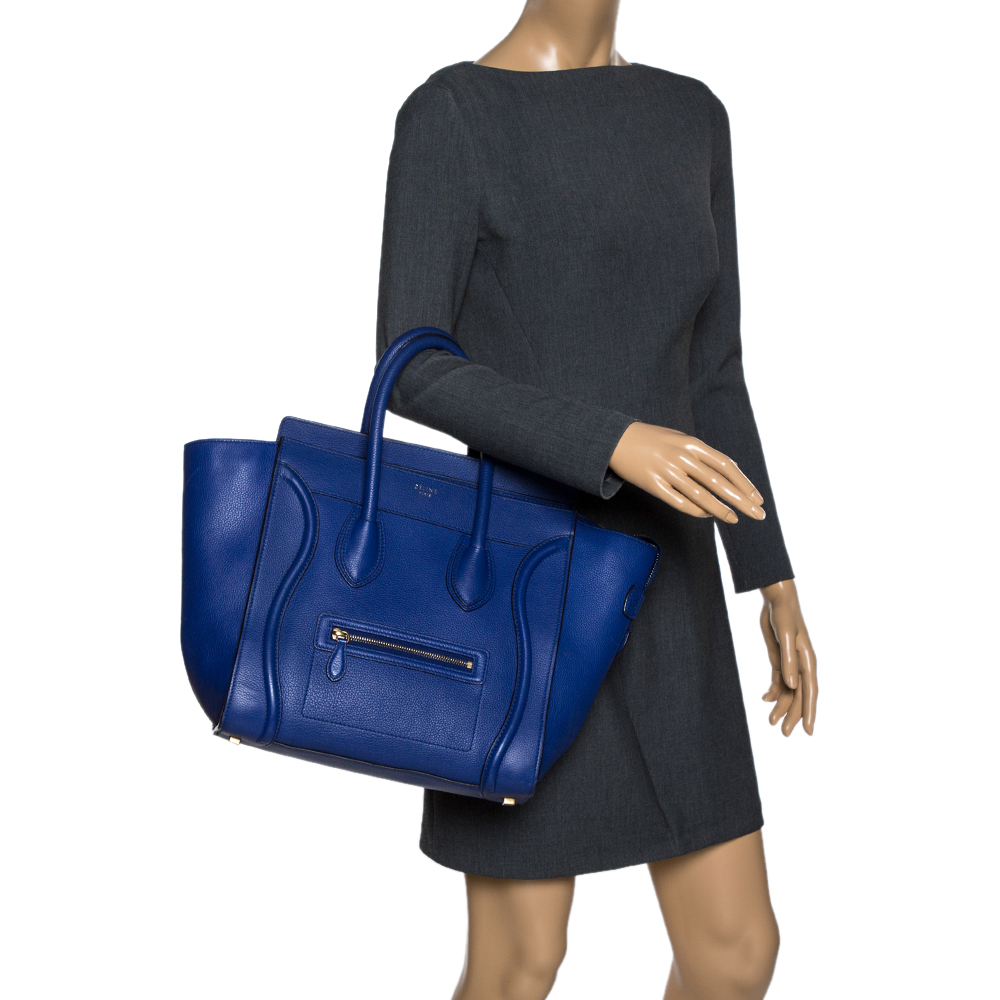 

Celine Blue Leather Mini Luggage Tote