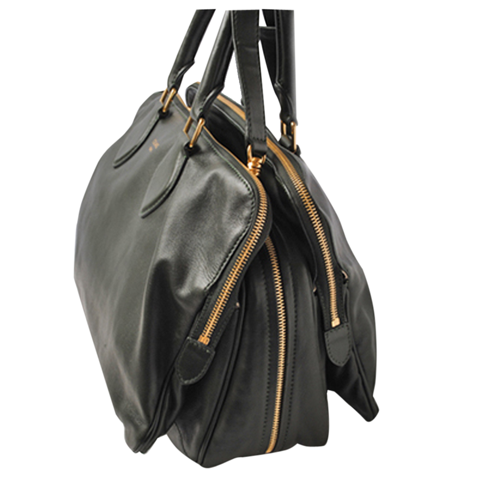 

Celine Dark Green Leather Mini Boston Bag