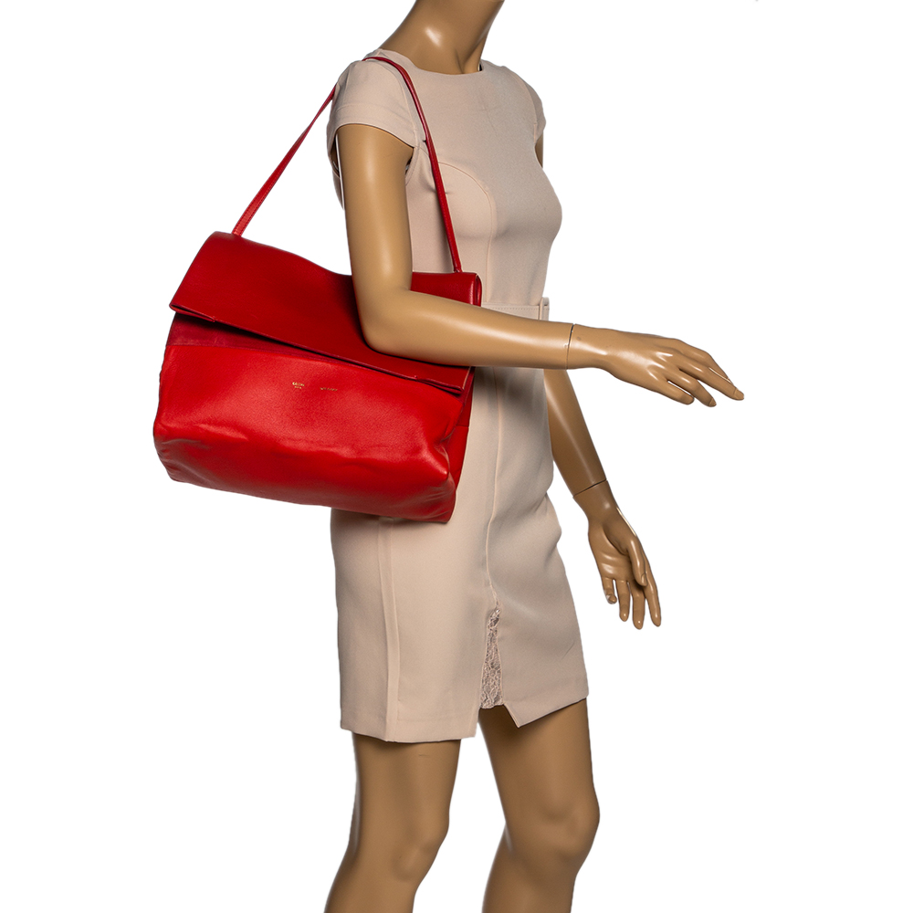 

Celine Red Leather All Soft Shoulder Bag