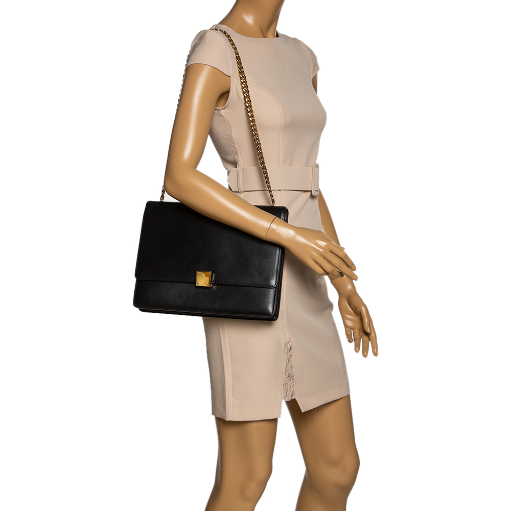 

Celine Black Leather Large Case Flap Chain Bag