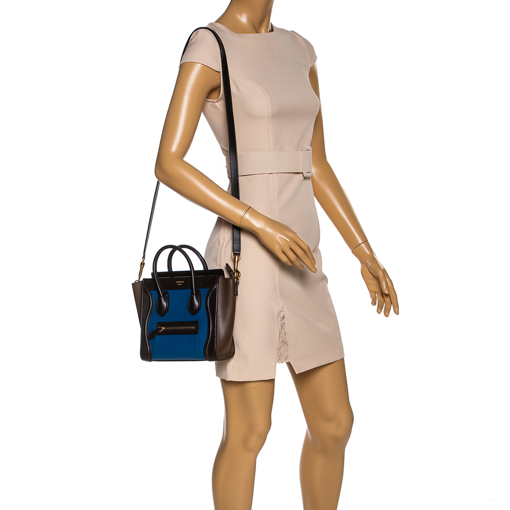 

Celine Tri Color Leather Nano Luggage Tote, Multicolor