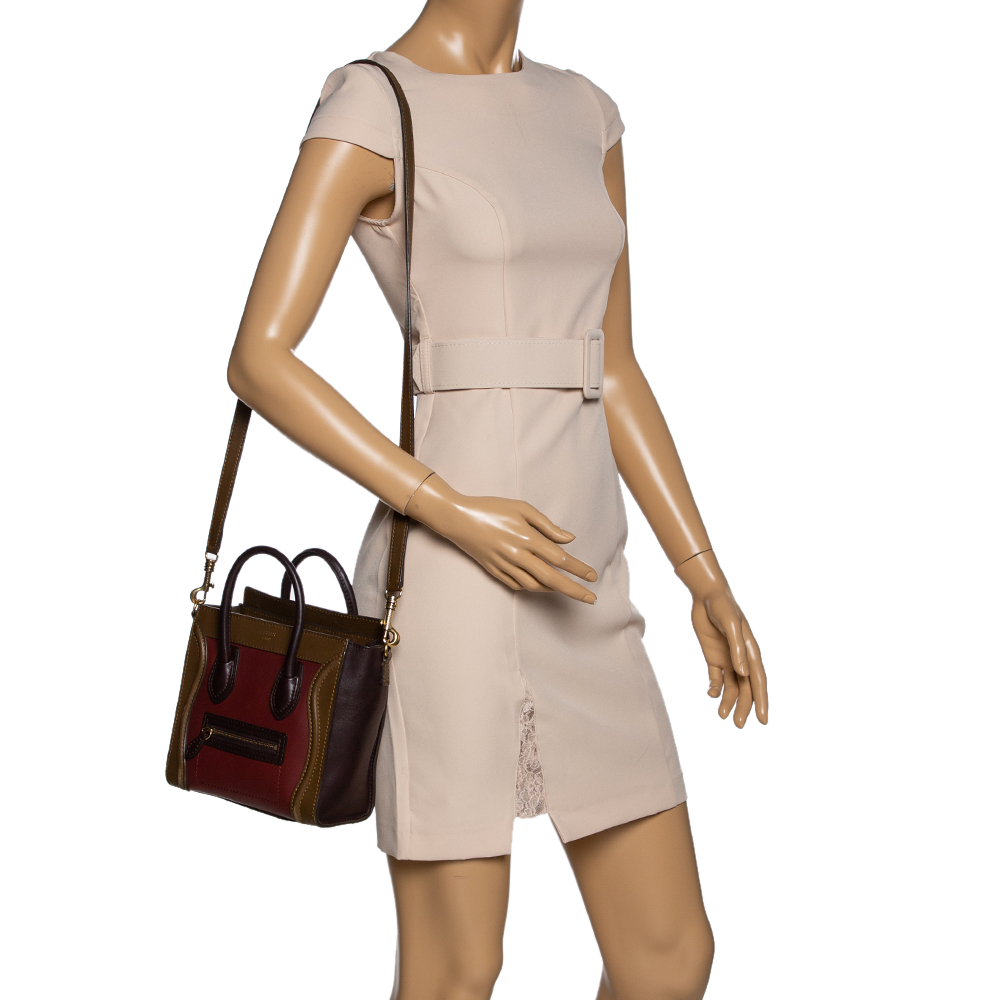 

Celine Tri Color Leather Nano Luggage Tote, Multicolor