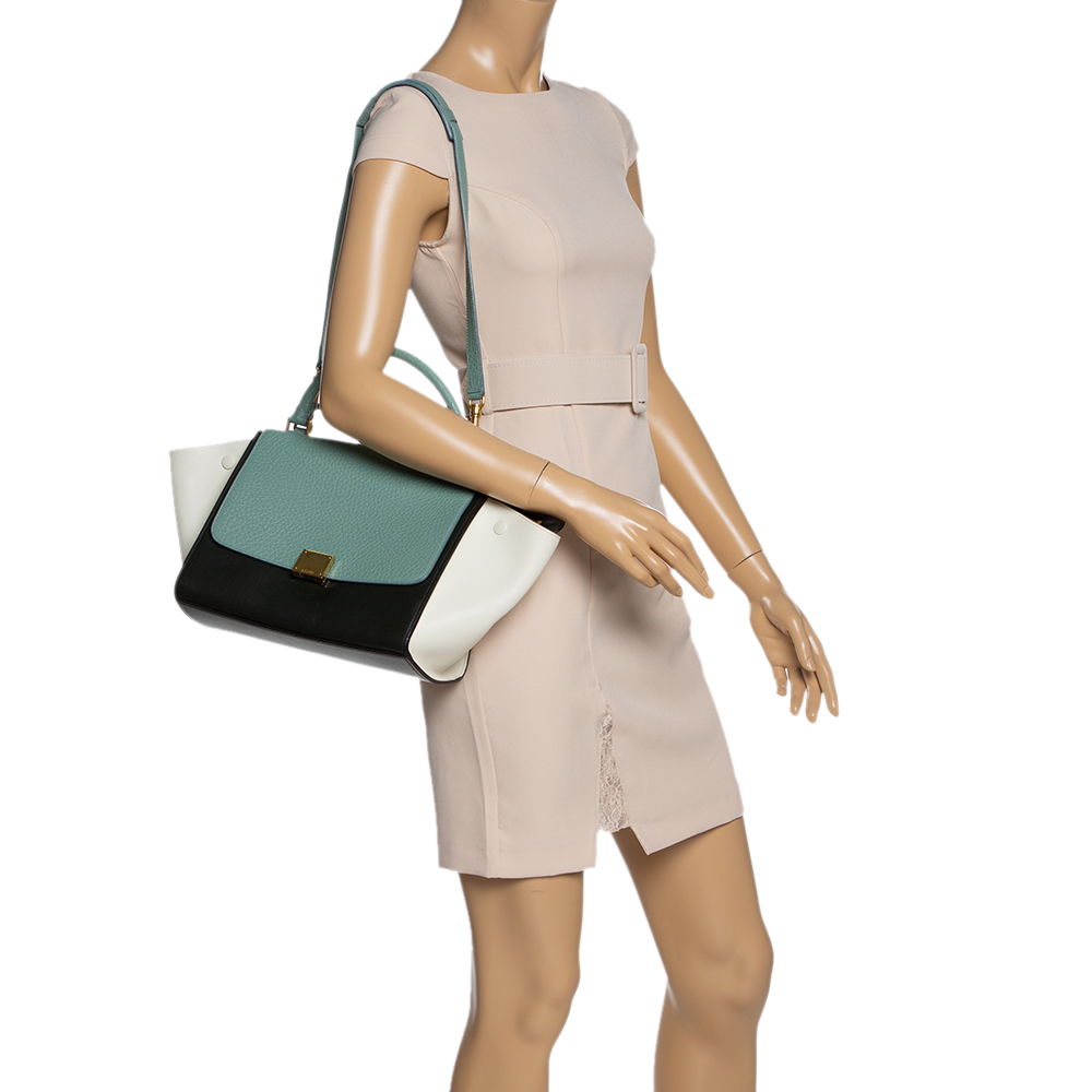 

Celine Tri Color Leather Small Trapeze Bag, Multicolor