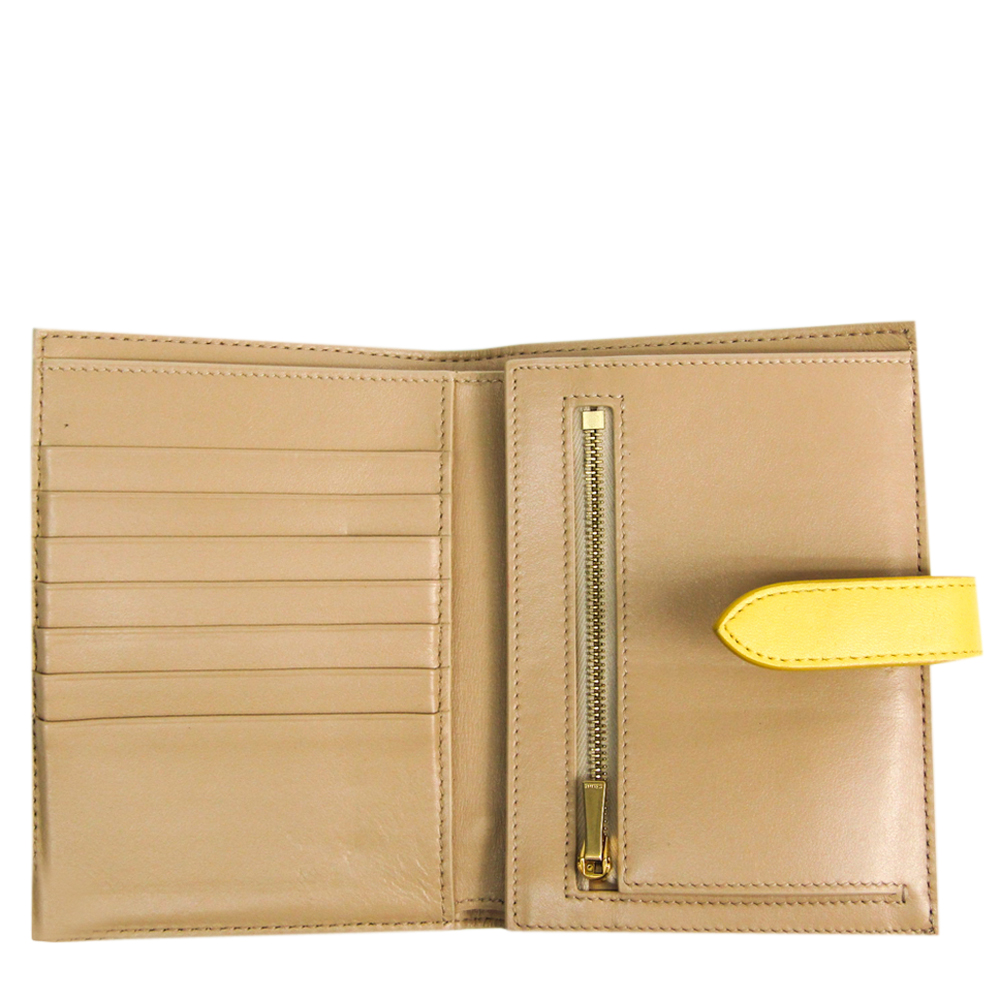 

Celine Beige/Yellow Leather Medium Strap Wallet