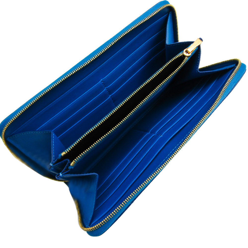 

Celine Bicolor Leather Large Zipped Multifunctional Wallet, Blue