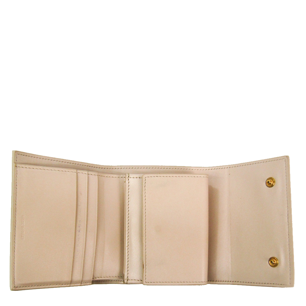 

Celine Ivory Leather Trifold Small Wallet, Cream