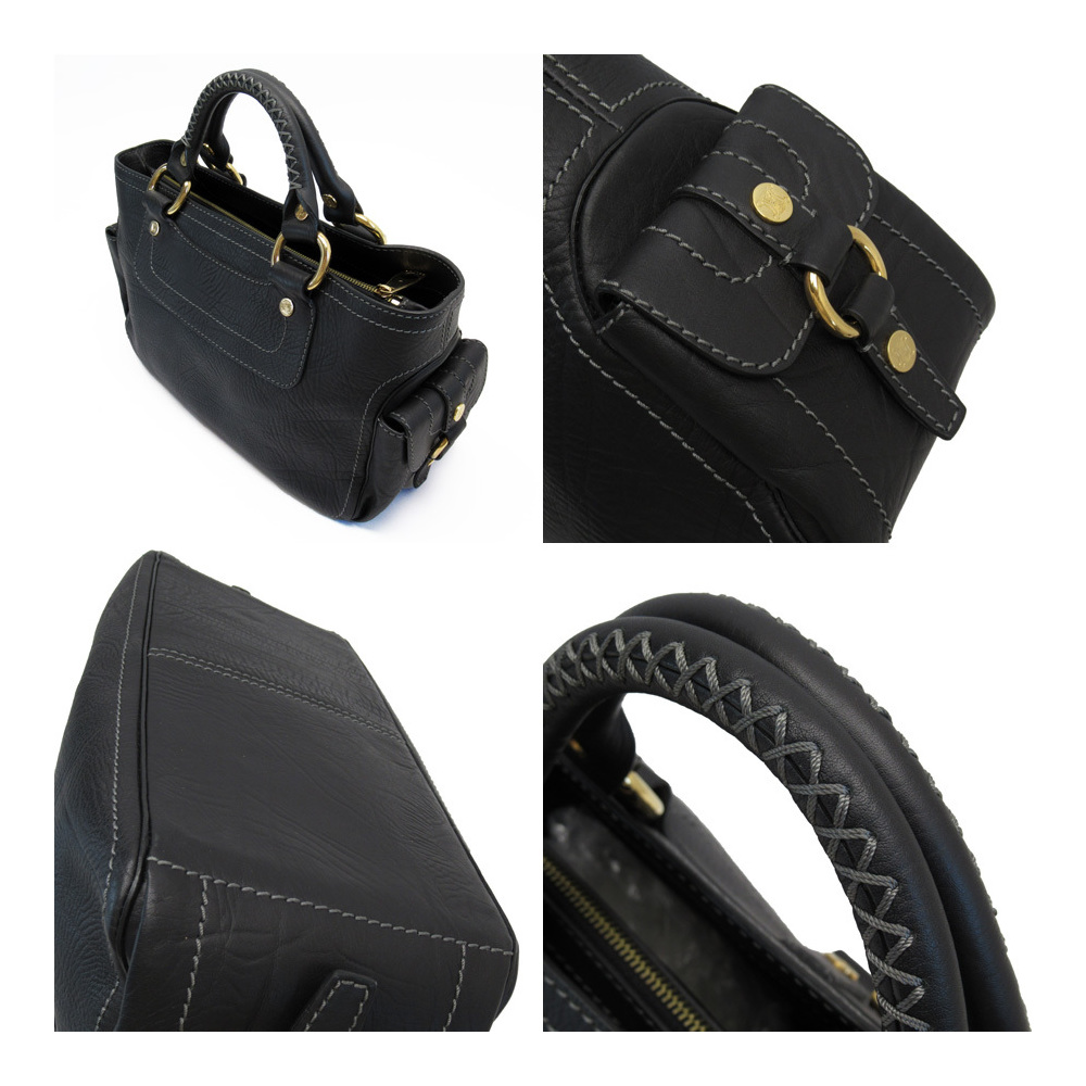 

Celine Black Leather Satchel Bag
