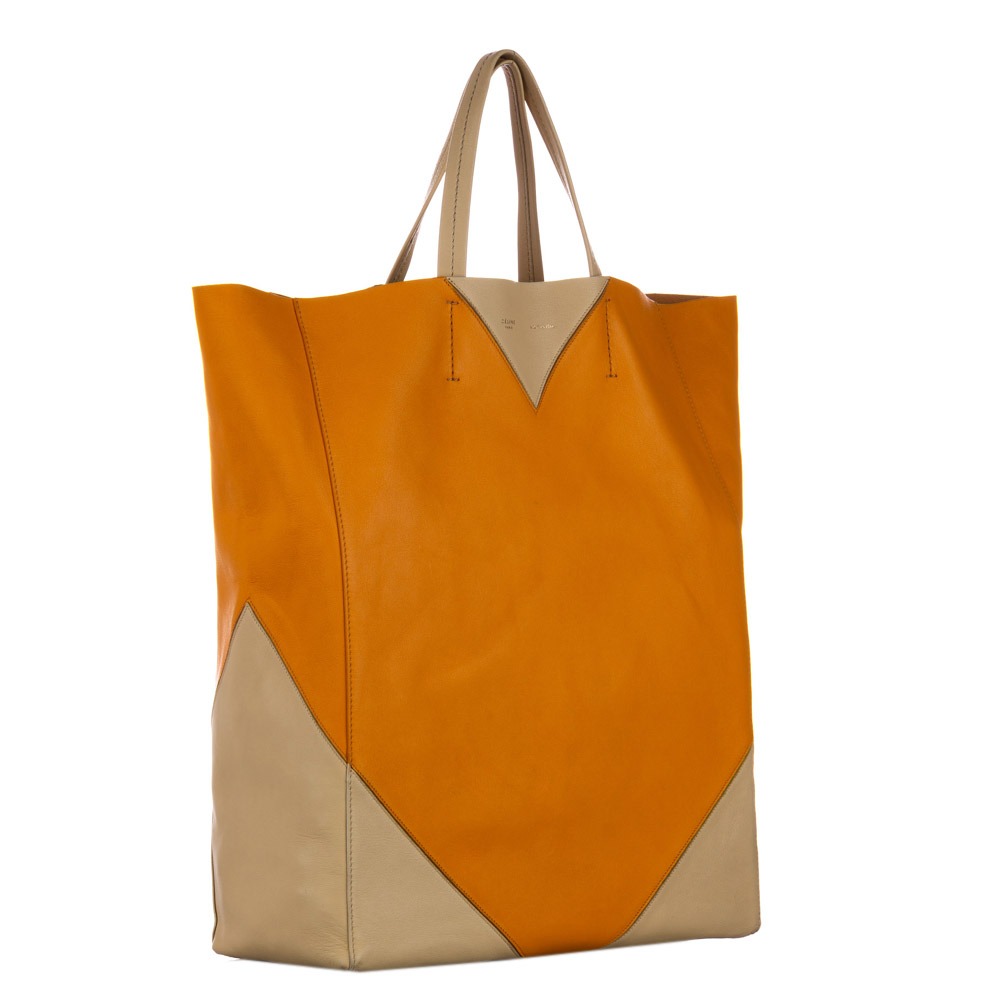 

Celine Orange/White Leather Vertical Coeur Cabas Tote Bag