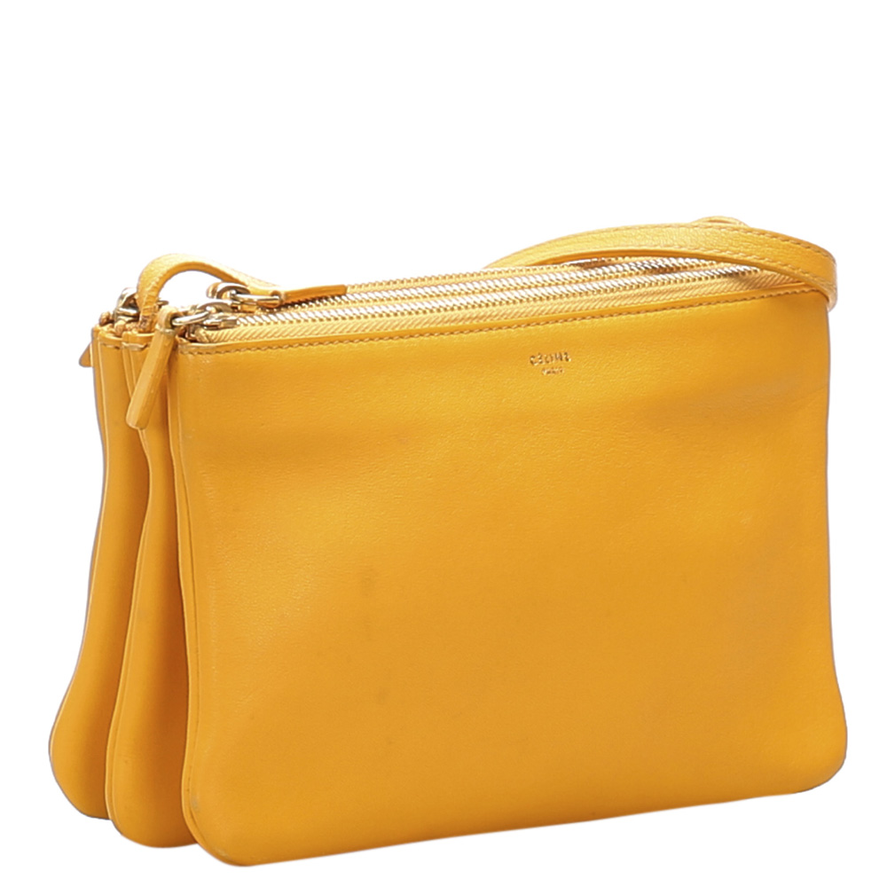 

Celine Yellow Leather  Trio Shoulder Bag