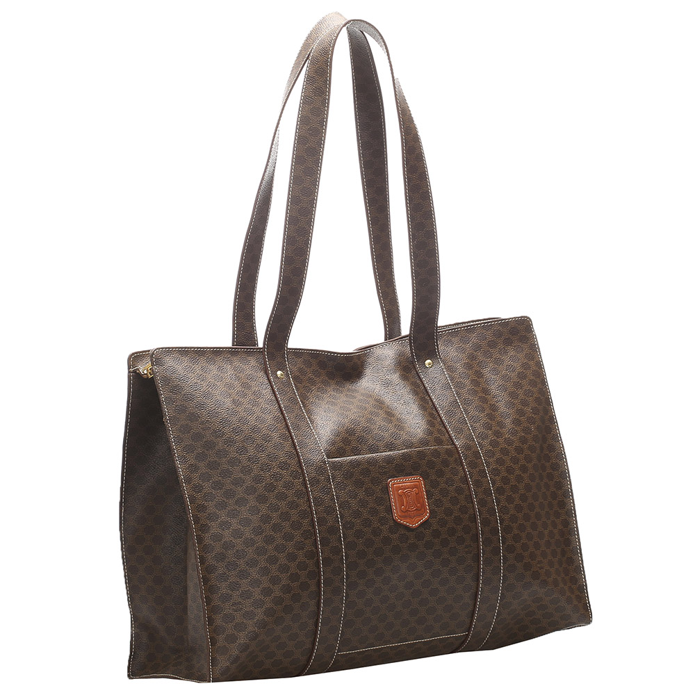

Celine Brown Coated Canvas Macadam Tote Bag