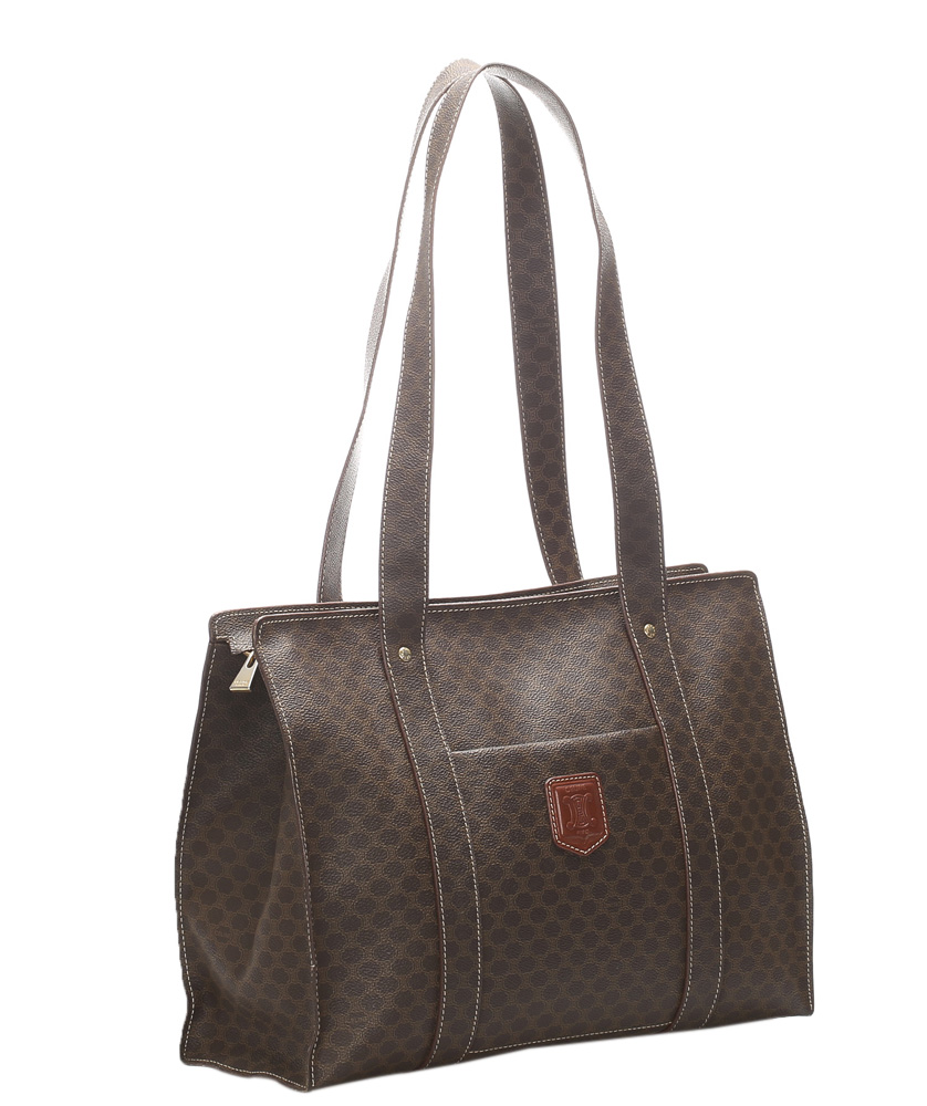 

Celine Beige/Brown Coated Canvas Macadam Tote Bag