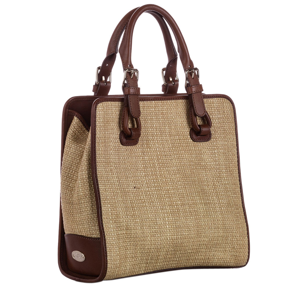 

Celine Beige/Brown Raffia Leather Tote Bag