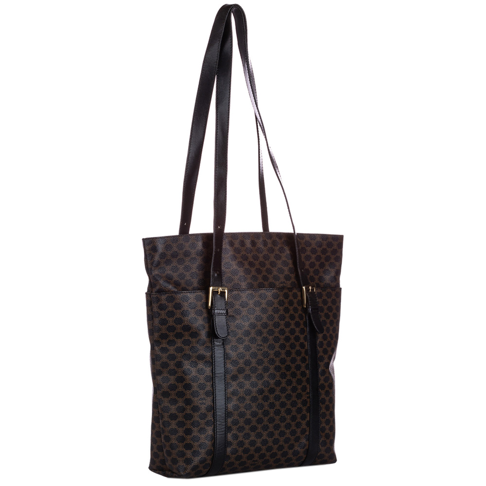 

Celine Black Leather Macadam Tote Bag