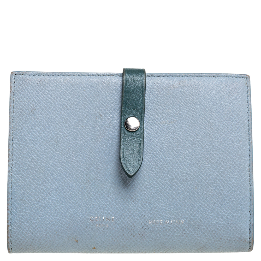 

Celine Blue/Green Leather Multifunction Strap Wallet