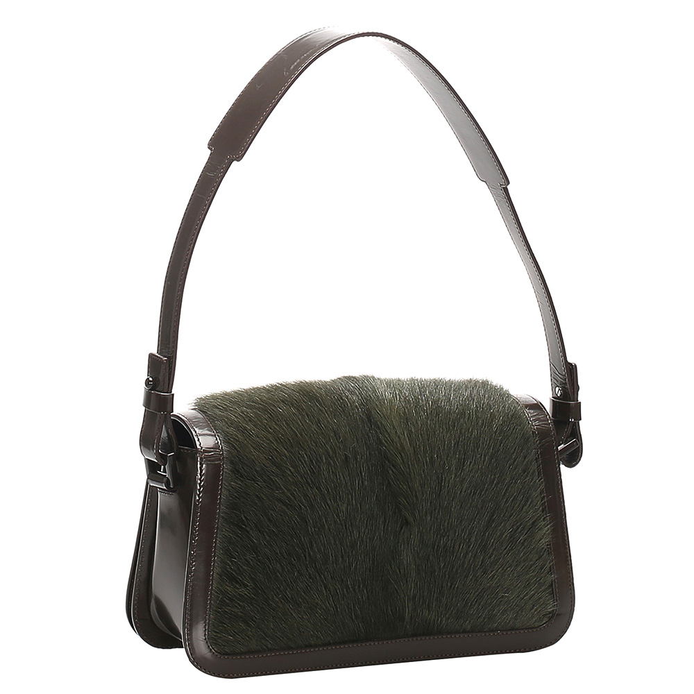 

Celine Green Pony Hair and Leather Bag, Brown