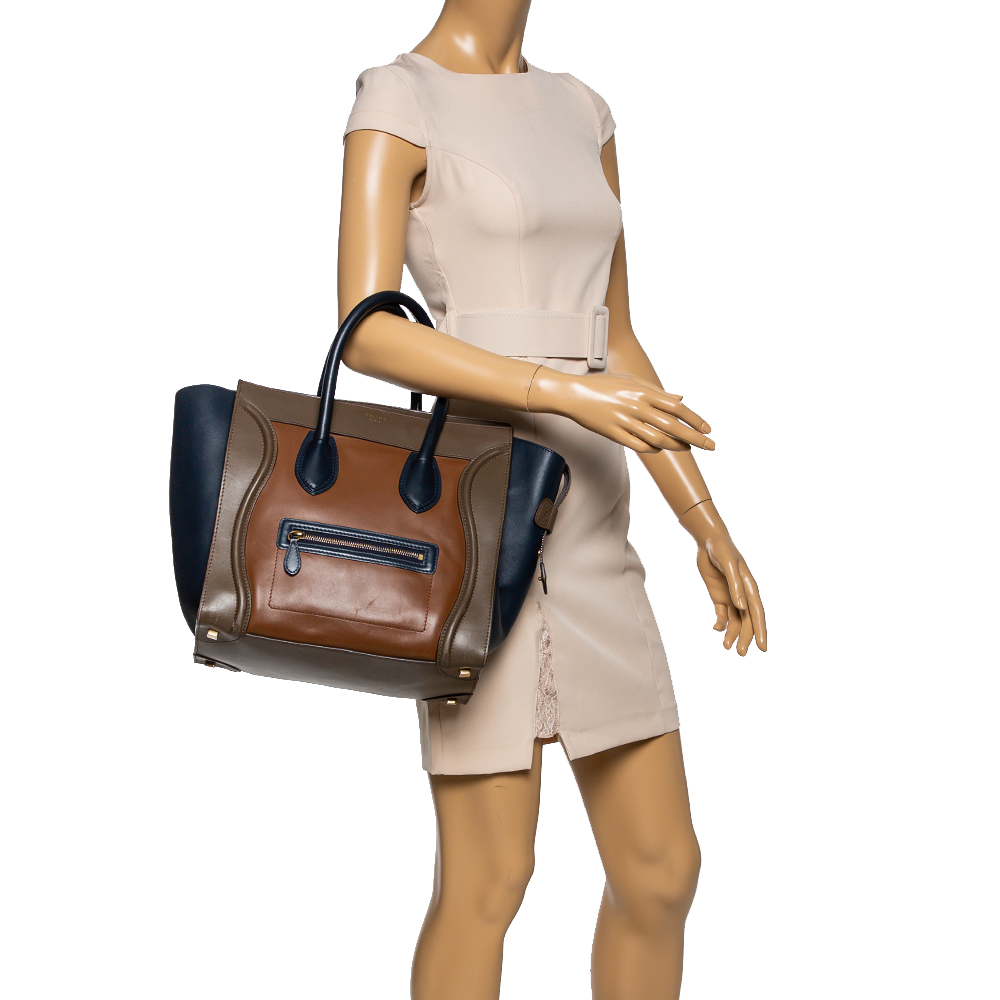 

Celine Tri Color Leather Mini Luggage Tote, Multicolor