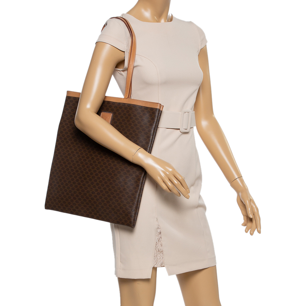 

Celine Brown Macadam Coated Canvas and Leather Tote