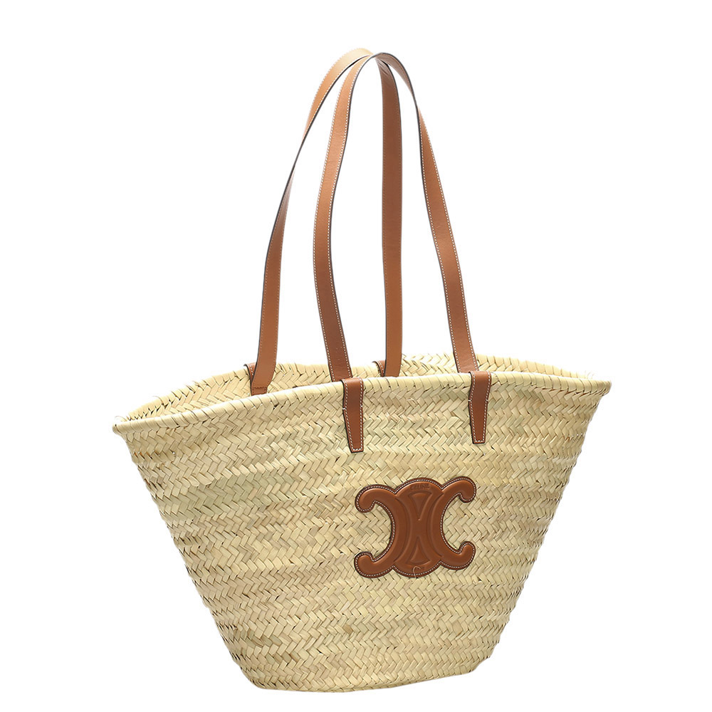 

Celine Brown/Beige Straw Triomphe Medium Panier Basket Tote Bag