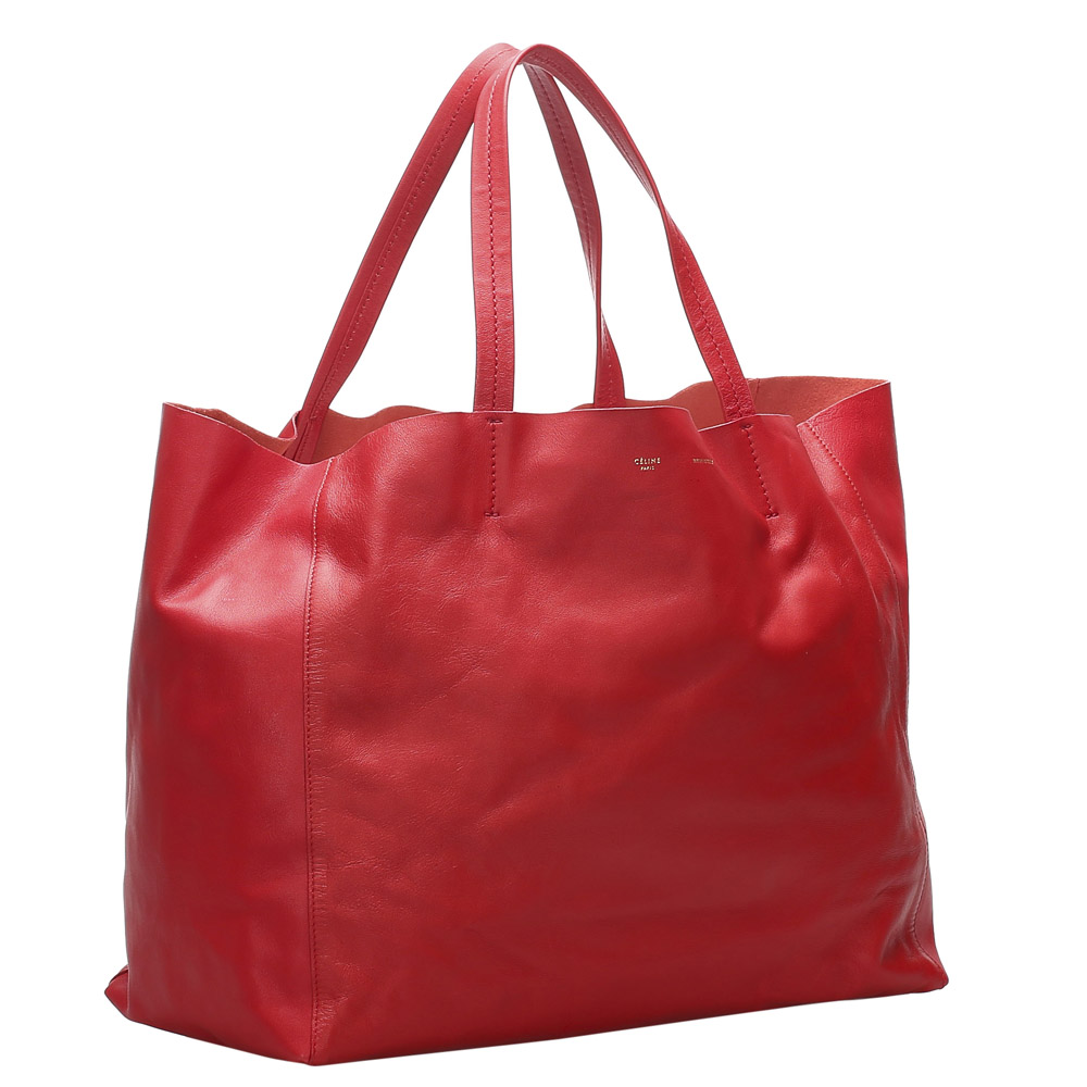 

Celine Red Calfskin Leather Horizontal Cabas Bag