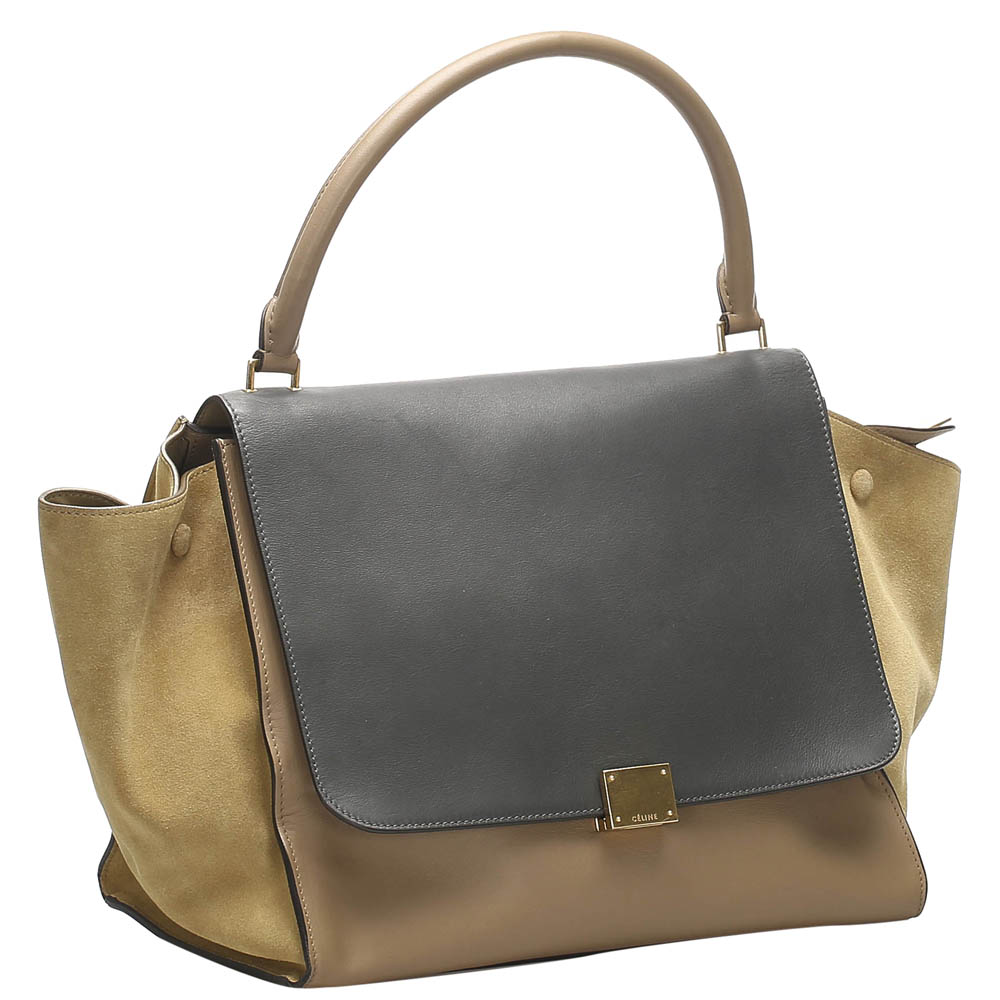 

Celine Tricolor Leather and Suede Trapeze  Bag, Multicolor