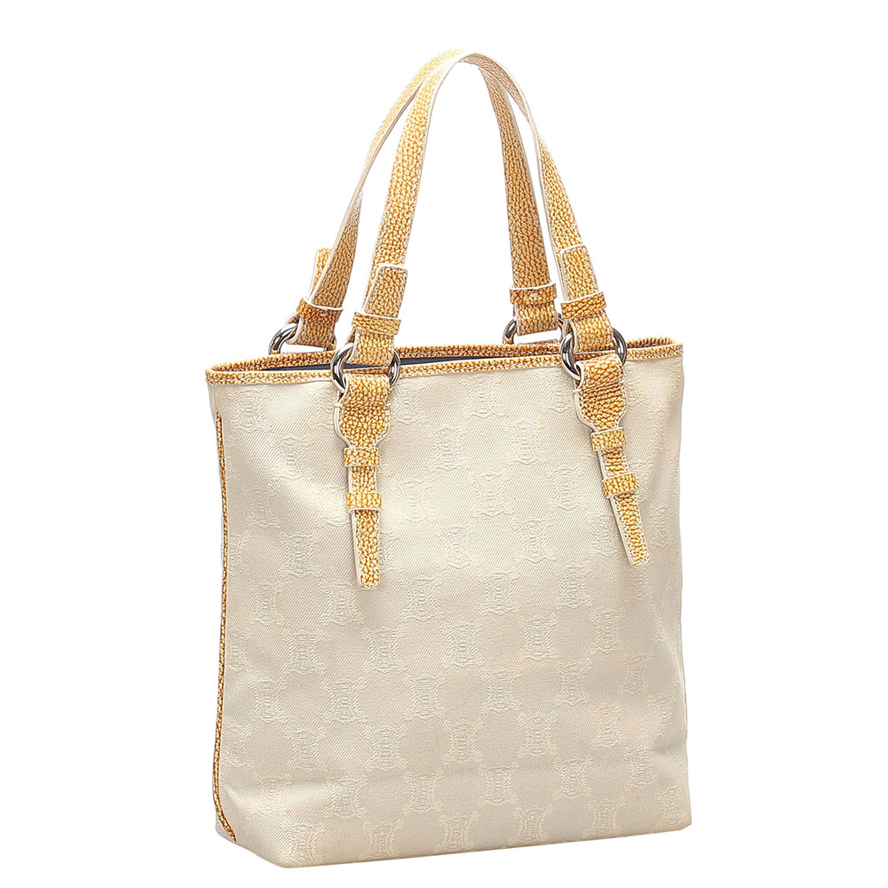 

Celine White Macadam Canvas Tote Bag, Brown