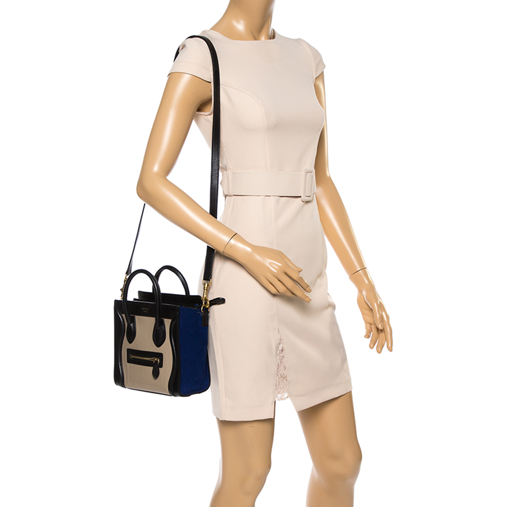 

Celine Multicolor Leather and Suede Nano Luggage Tote