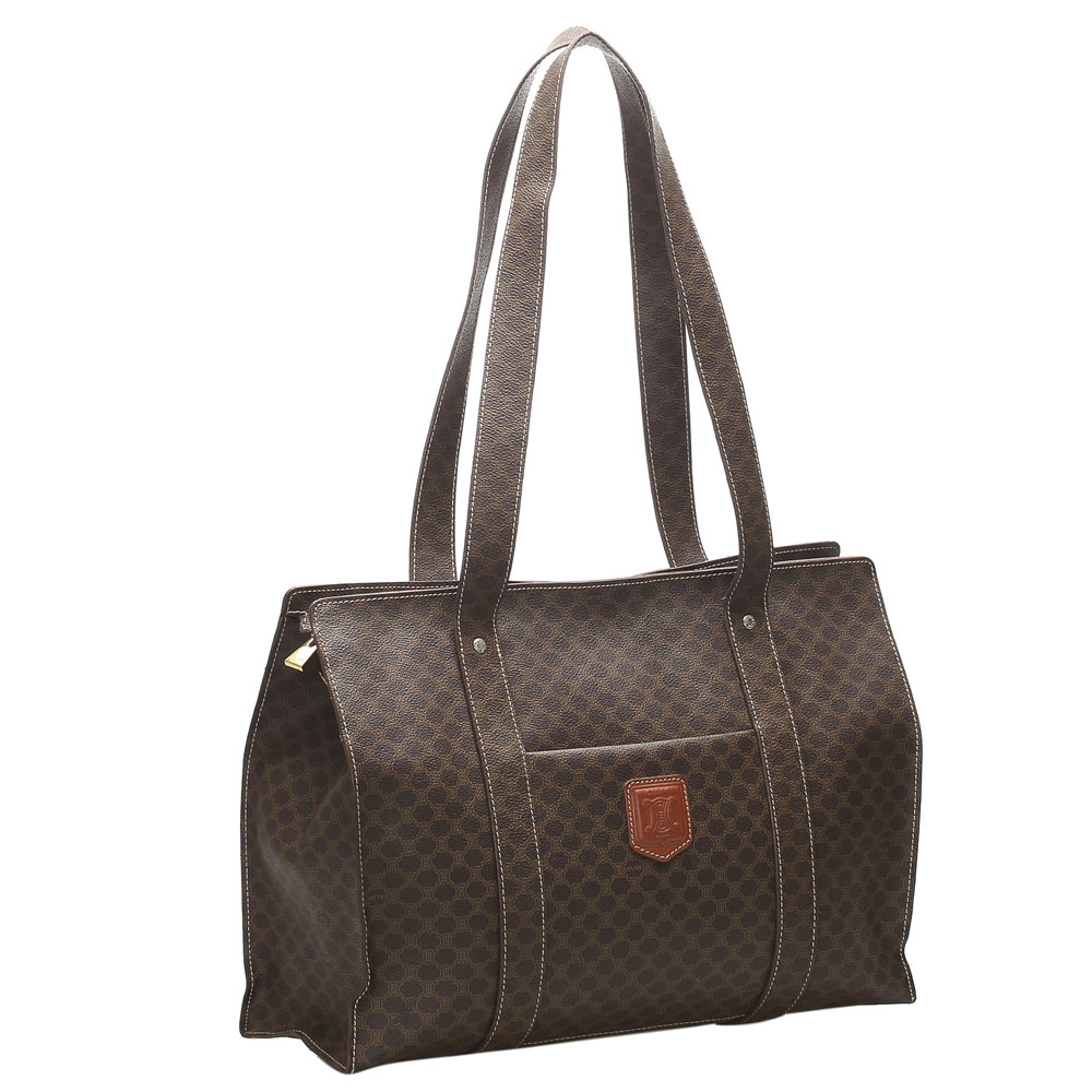 

Celine Brown Coated Canvas Macadam Tote Bag