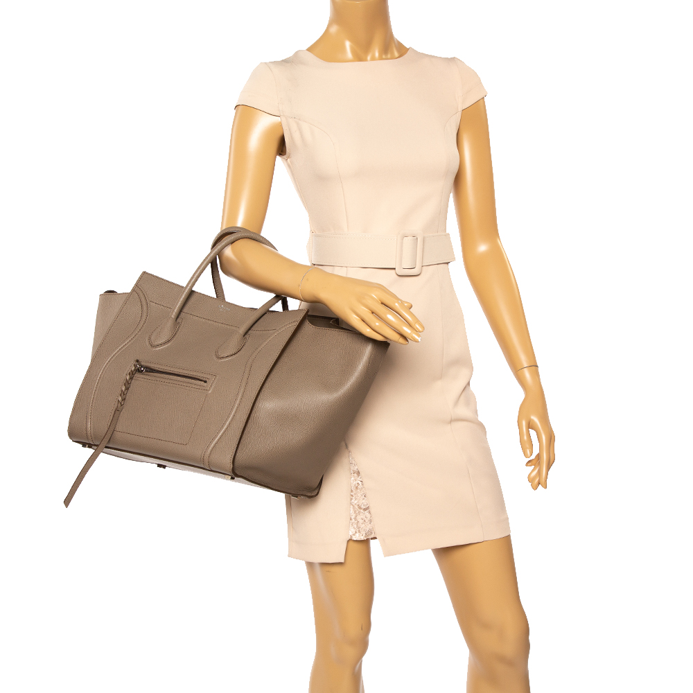 

Celine Taupe Leather Medium Phantom Luggage Tote, Grey