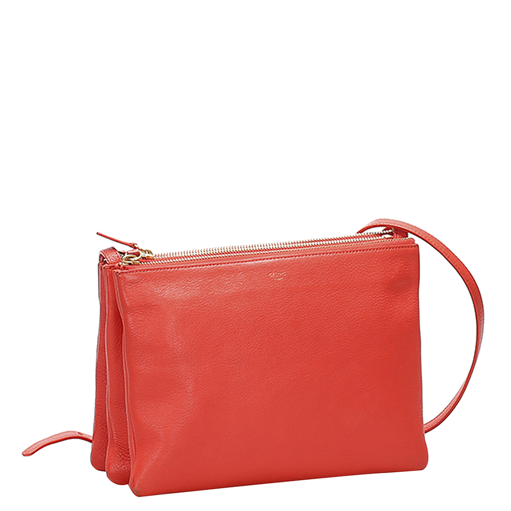 

Celine Orange Leather Trio Crossbody Bag