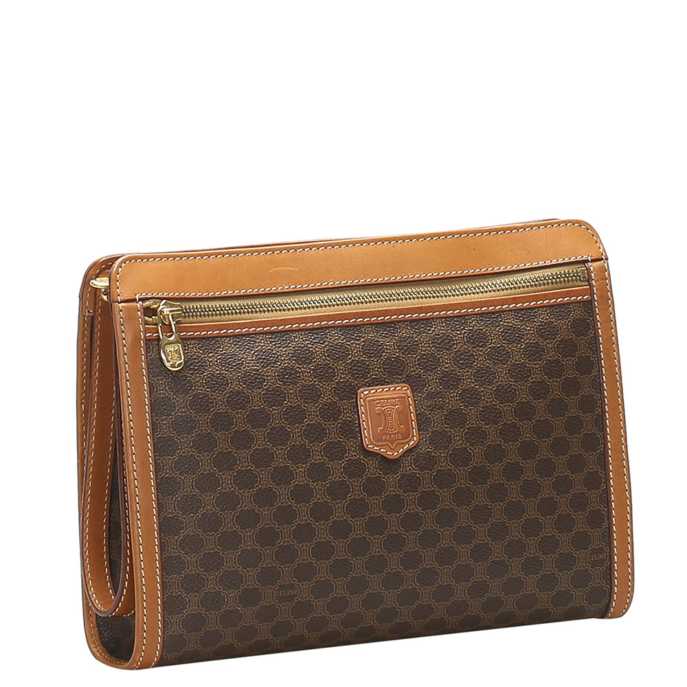 

Celine Brown Macadam Canvas Clutch Bag